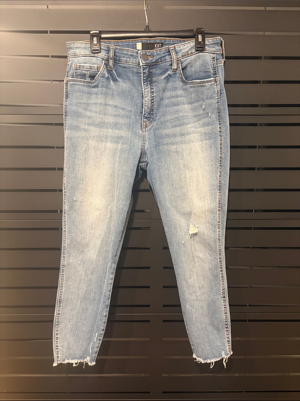Kut from the Kloth Raw Hem Cropped Distressed Jeans